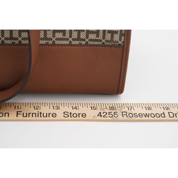 Tommy Hilfiger Allover Logo Tote Jacquard Handbag Brown 16.5" x 6.5" x 11.25" - Picture 7 of 9